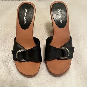 bebe Black Leather Heels